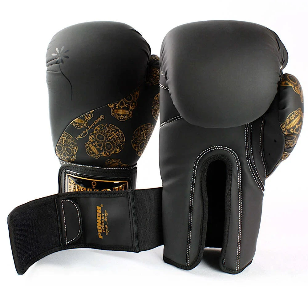 BOXING GLOVES - Urban GOLD SKULLS - 12oz - BLACK 3 BOXING GLOVES - Urban GOLD SKULLS - 12oz - BLACK - Image 3