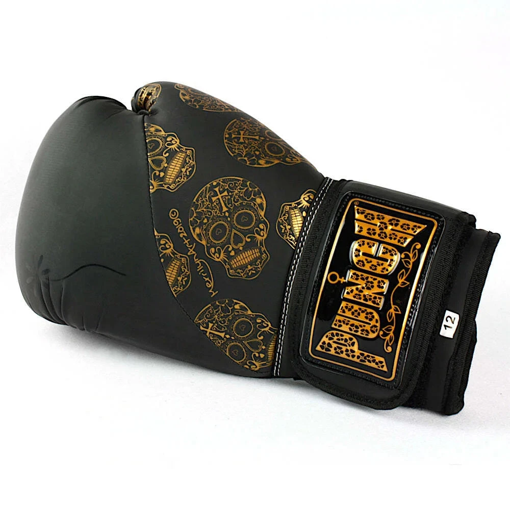 BOXING GLOVES - Urban GOLD SKULLS - 12oz - BLACK 4 BOXING GLOVES - Urban GOLD SKULLS - 12oz - BLACK - Image 4