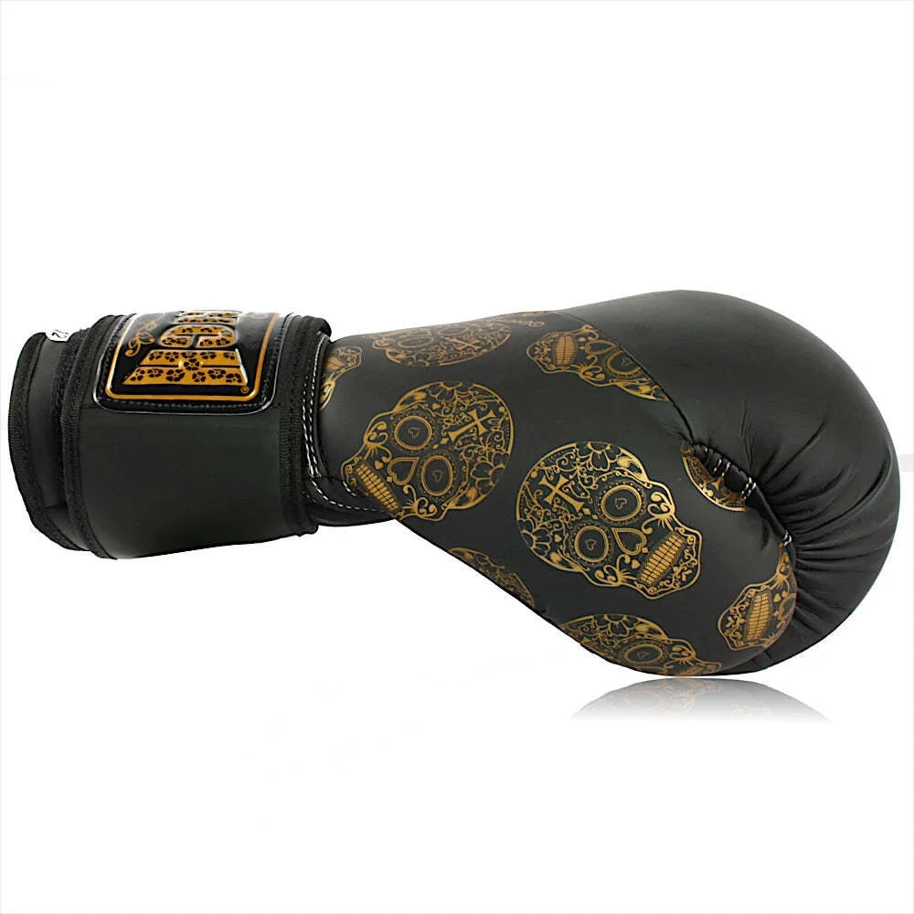BOXING GLOVES - Urban GOLD SKULLS - 12oz - BLACK 6 BOXING GLOVES - Urban GOLD SKULLS - 12oz - BLACK - Image 6
