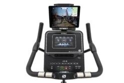 Spirit XBU55V2 Upright Bike -Elite Fitness Store ipad in the holder Kinomap 08a39f45 c526 4785 abbc 9de14f0eb186